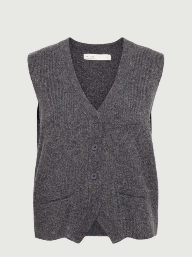 Oak + Fort Heather Charcoal Knit Vest